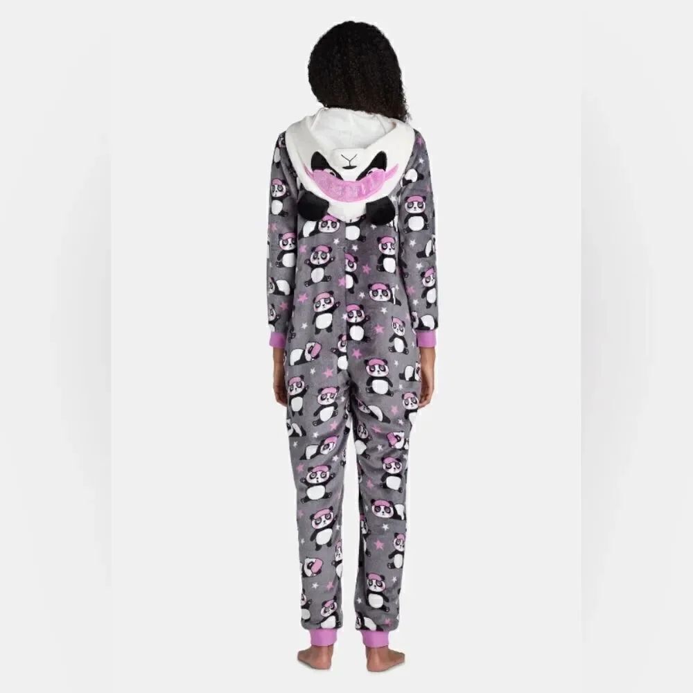 Nwt Holiday Time Women's Union Suit Panda Onesie Pajama Costume